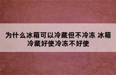 为什么冰箱可以冷藏但不冷冻 冰箱冷藏好使冷冻不好使